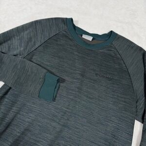 Columbia Men's Dark Teal Heathered Crew Neck Raglan Sleeve Sweatshirt Medium